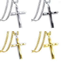 Pendant Necklaces Stylish Double-Layer Cross Necklace Stainless Steel Neck Jewellery Women Teens Girls