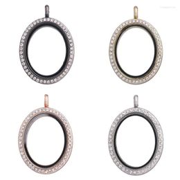 Pendant Necklaces 5Pcs Alloy Oval Glass Locket Living Memory Floating Relicario Medaillon Women Party Gift Jewellery Making