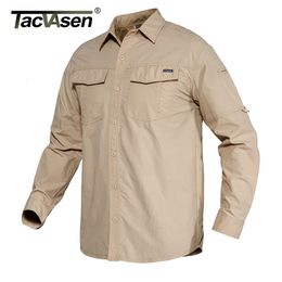 Men's Casual Shirts TACVASEN Summer Cargo Work Shirts Men Safari Military Tactical Shirts Long Sleeve Button Down Performance Shirts Airsoft Clothes 230301