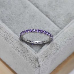 Cluster Rings Best Selling European and American S925 Silver Fashion Wedding Ring Row Diamond Zircon Amethyst Luxury Jewellery Women's Gifts G230228