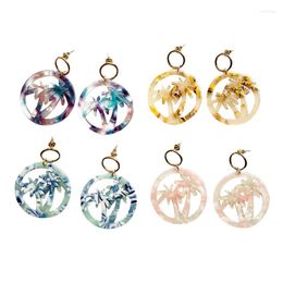 Dangle Earrings Fashion 4 Colours Big Round Acetate Coconut Tree Drop For Women Acrylic Earring Jewellery Gift E18081
