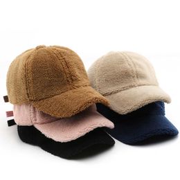 Ball Caps IL KEPS Women's Winter Hat Lambhair Women's Accessories Baseball Cap Thicken Keep Warm Snapback Brand Cap Male BQM361 Z0301