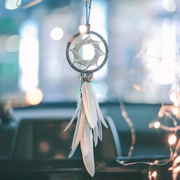 Interior Decorations Mini 38cm Dream Catchers Hanging Car Kids Nursay Room Decoration Indian Style Feathers Pendants Bag Key Chains Wind Chimes R230228