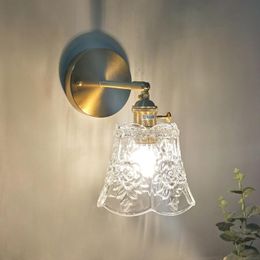 Wall Lamps Japanese Glass Lamp Creative Carved Hanging Wire Interior Bedroom Bedside Modern Decor Led Reading Light LightsWall