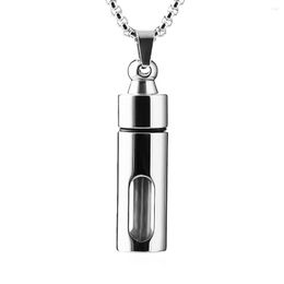 Pendant Necklaces HZMAN Stainless Steel Glass Container Tube Urn Keepsake Cremation Ashes Memorial Necklace