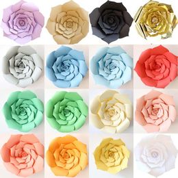 Decorative Flowers & Wreaths 20CM Head/2PCS DIY Paper For Wedding Decoration Large Rose With Sharp Corners Wall Decor Garden Party