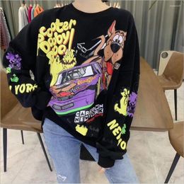 Women's Hoodies Casual Girl Sweatshirt Undershirt Cute Cartoon Car And Dog Print Hip-hop Personality Pullover Oversize Streetwear Aesthetic