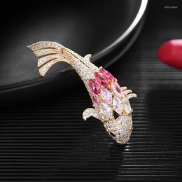 Brooches Cute Designer Fish For Women Men Clothes Cubic Zirconia Pins Luxury Jewellery Coat Suit Scarf Accessories Xmas Gift