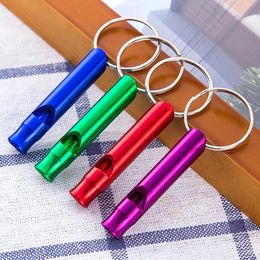 Portable Aluminium Alloy Lifeguard Whistle Keychains Self Defence Alarm whistle key Ring for Men Women Outdoor Emergency Siren Promotion Gift