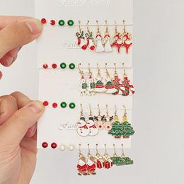 Stud Earrings Trendy Christmas Tree Earring Set Female Winter Elk Milu Deer Snowman Socks Fashion Ball Jewellery Gift