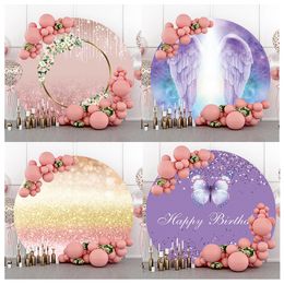 Other Event Party Supplies Personalised Round Circle Backdrop Poster For Birthday Wedding Baby Shower Wall Decorations Background Glitter Print 230228