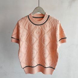 202 2023 Mailand Runway Frühling Sommer Damen Pullover Kurzarm Rundhalsausschnitt Schwarz Weiß Rosa Damen Yidou