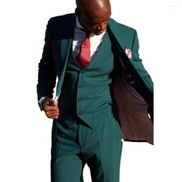 Men's Suits Green Solid Color Men Slim Fit 3piece Fashion Business Male Set/Wedding Classic Groom Wear Men'S Clothing Blazer Vest Pant