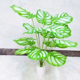 Decorative Flowers 70CM 18Leaf Artificial Large Indoor Plant Green Fake Banyan Tree Branch DIY Art Landscaping El Living Room Balcony Home