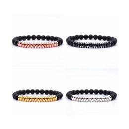 car dvr Beaded Strands Stone Bracelet Black Men 8Mm Beads Set And Women Healing Energy Handmade Jewelry Drop Delivery Bracelets Dhkof