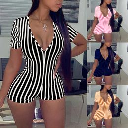 Women's Jumpsuits & Rompers 2023 Fashion Summer Women Sexy BM Short Sleeve Knitted Jacket Tops Cardigan Strappy Blouse