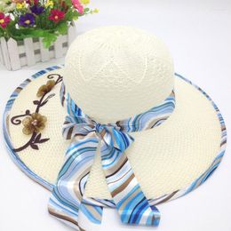 Wide Brim Hats Fashion Summer For Women Sun Hat Beach Ladies Flat Classic Printed Foldable Lady Casual Straw HatWide