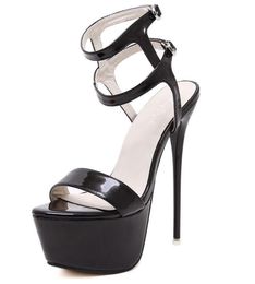 Pu Leather High Heels Sandals 16cm Stripper Shoes Summer Wedding Party Shoes Women Gladiator Platform Sandals