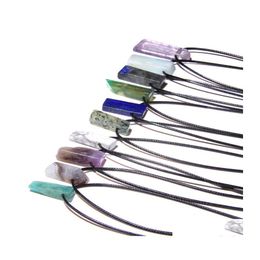 car dvr Pendant Necklaces Natural Crystal Stone Slice Point Beads Necklace Aquamarines Amethyst Turquoise For Women Men Jewellery Gifts Drop D Dht8W