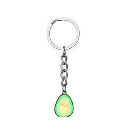 car dvr Key Rings Environmentally Friendly Soft Clay Avocado Keychain Fashion Couple Fruit Jewellery Cute Charm Necklace Set Pendant Drop Deliv Dhp8V