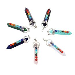 car dvr Lockets 7 Chakra Gemstone Natural Hexahedron Reiki Crystal Beads Charms Women Jewellery Necklace Pendant Drop Delivery Necklaces Pendan Dhk8Y