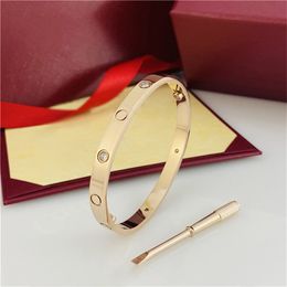 Diamond Tennis Bracelet Love Gold Bracelet Design Bangle 4CZ Titanium Steel Carti Bracelets For Women Men Trendy Bracelet Vintage Jewellery with velvet bag