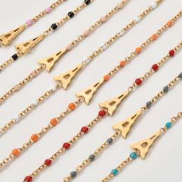 Charm Bracelets ZMZY Boho Lovely Multicolor Eiffel Tower Bracelet Fashion Jewelry Stainless Steel Chain Women Femme