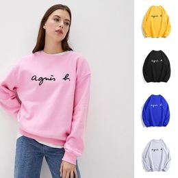 Womens Hoodies Sweatshirts Winter Letter Printing Hoodie Long Sleeves Sweatshirt Women O Neck Brand Hoody Cute Fleece Loose Warm Ladies Tops Clothing 230301