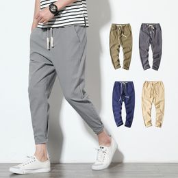 Women's Pants Capris Cotton Joggers Men Solid Men's Harem Pants Summer Fitness Casual Ankle-Length Mens Trousers Streetwear Slim Male Pants 230301