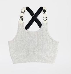 CE-Designer-Crop-Top, Damen-Oberteile, T-Shirts, Tanks, Camis, Sport, Freizeit, sexy Bodenbildung, elastische Weste, schulterfreies Tank-Top, lässiges, ärmelloses, rückenfreies Top, Hemden, grau, S-L