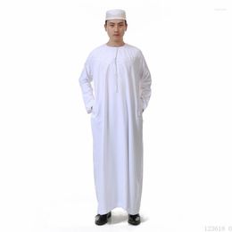 Ethnic Clothing Muslim Men's Prayer Robe White Oman Thobe Islamic Abaya Hombre Ramadan Arab Dress Ropa Arabe Arabian Kaftan