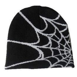 BeanieSkull Caps Y2K Gothic Spider Pattern Wool Acrylic Knitted Hat Women Beanie Winter Warm beanies Men Grunge Hip Hop Casual Skullies Outdoor 230301