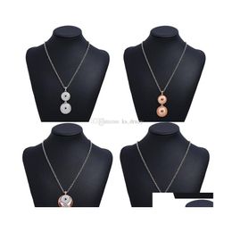 car dvr Pendant Necklaces Noosa Sier Gold Metal Snap Button Diy 18Mm Buttons Jewelry Bohemia Hope Love Long Chain Necklace For Women Girls D Dhf3A