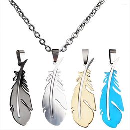 Pendant Necklaces JUCHAO Fashion Men Women Jewellery Charm Feather Necklace Stainless Steel Chain Jewellery Wholesale