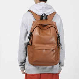 2023 new fashion men's backpack PU bag women's leisure travel business computer student 230301