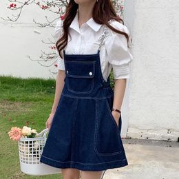 Vestidos casuais cowboy jeans strap mini vestido de verão moda moda 2023 roupas vintage para mulheres roupas femininas harajuku kawaii