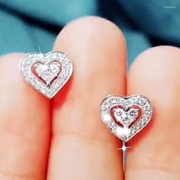 Stud Earrings Huitan Dainty Love With Cubic Zirconia Stone Fashion Jewellery For Women Luxury Wedding Engagement Ear Accessories