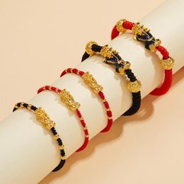 Charm Bracelets Chinese Fengshui Bracelet Pi Xiu Yao Attract Wealth Health Good Luck Wristband Adjustable Red Black Rope Chain