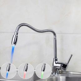 Kitchen Faucets LED Superb In Workmanship 360 Degree Swivel Faucet Chrome Polished Basin And Cold Water Mixer