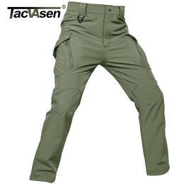Men's Pants TACVASEN IX9 Winter Softshell Pants Military Tactical Pants Mens Hunt Fleece Cargo Pants Waterproof Combat Hiking Work Trousers 230301