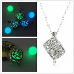 Pendant Necklaces Retro Hollowed Out Square Glow At Night Necklace For Women Men Fashion Christmas Halloween Jewellery Accessories Tree Of