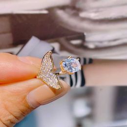 Cluster Rings Trendy Luxury Geometry Cubic Zircon Crystal CZ Engagement Finger Rings For Women Wedding DUBAI Bridal Adjust Ring J2080 G230228