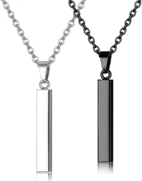 Pendant Necklaces Fashion Rectangle Men Necklace Classic Trendy Simple Stainless Steel Cuban Chain For Jewelry Gift Wholesale