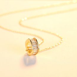 New geometric design shiny zircon fashion women pendant necklace metal style sexy collar chain necklace jewelry