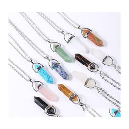 car dvr Pendant Necklaces Reiki Healing Crystal Stone Chakra Rose Opal Tiger Eye Choker Wholesale Energy Pendants Necklace Jewellery Drop Deliv Dhlur