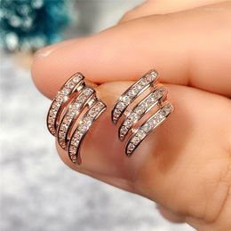 Stud Earrings Huitan Women Chic With Crystal Cubic Zirconia Simple Style Girls Daily Wear Party Statement Jewellery Gift