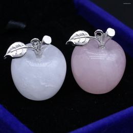 Pendant Necklaces Natural Stone Crystal Amethyst Lucky Apple Rose Pink Quartz Charms For Female Jewelry Making DIY Necklace Christmas Gift