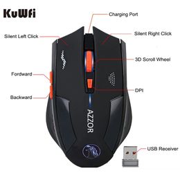 Mice 2400DPI Gaming Wireless Mouse Slient Button Computer Built in Lithium Battery 2 4G Optical Engine For PC Laptop 230301