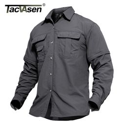 Men's Casual Shirts TACVASEN Men's Military Clothing Lightweight Army Shirt Quick Dry Tactical Shirt Summer Removable Long Sleeve Work Hunt Shirts 230301