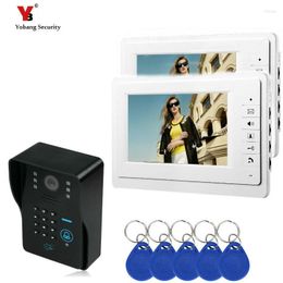 Video Door Phones Yobang Security 7" RFID Password Phone Intercom Doorbell With IR Camera 1000 TV Line Access Control System